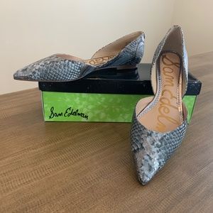 Sam Edelman Rodney Ballet Flat dusty blue metallic snake Size 9